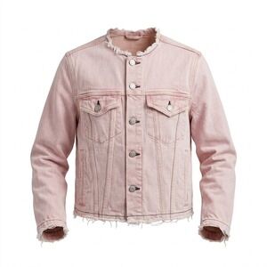 AMO Denim Elaine Sea Salt Pink Collarless Jacket Black Stitch Archival Piece S